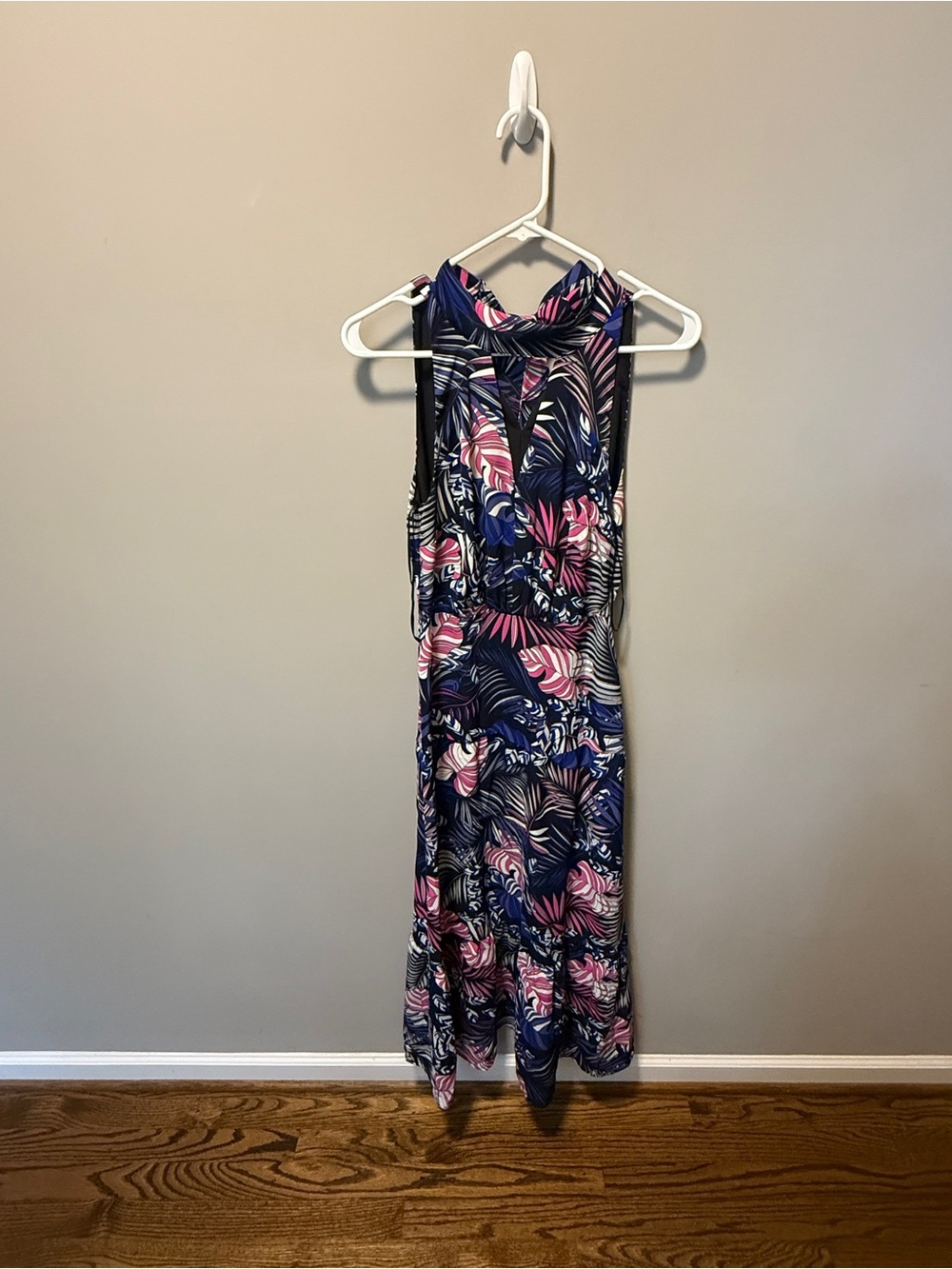 Navy and Pink Tropical Print Sleeveless Sam Edelman Dress - 0